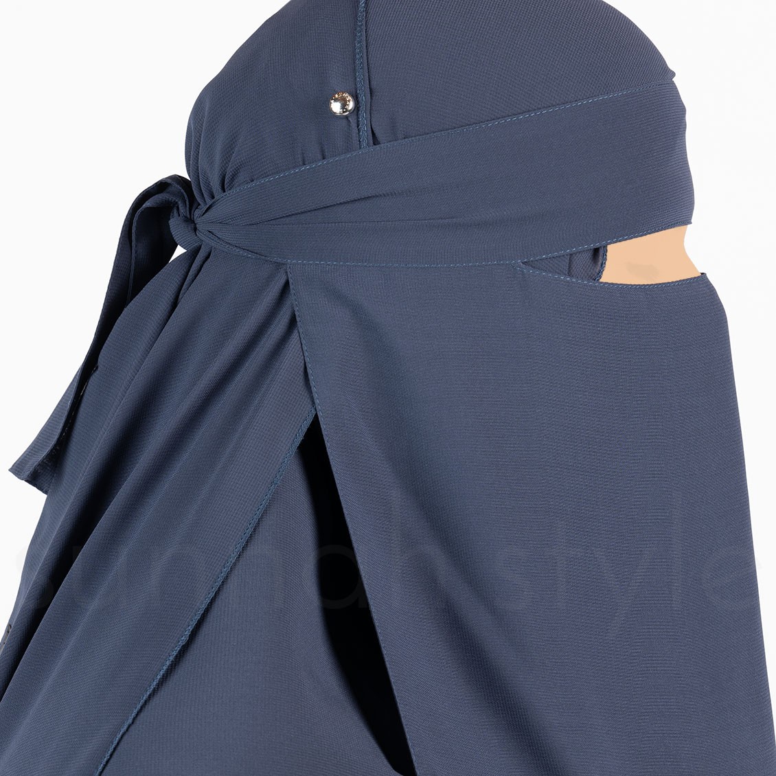 Sunnah Style One Layer One Piece Niqab Steel Blue
